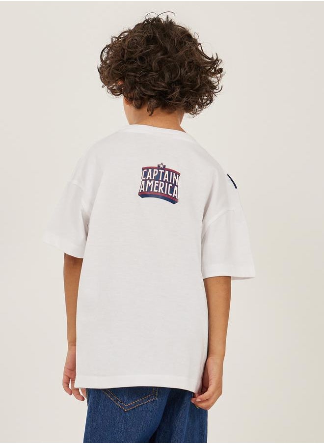 Styli Captain America Graphic Print Dropped Shoulder Oversized T-Shirt  - Image 4