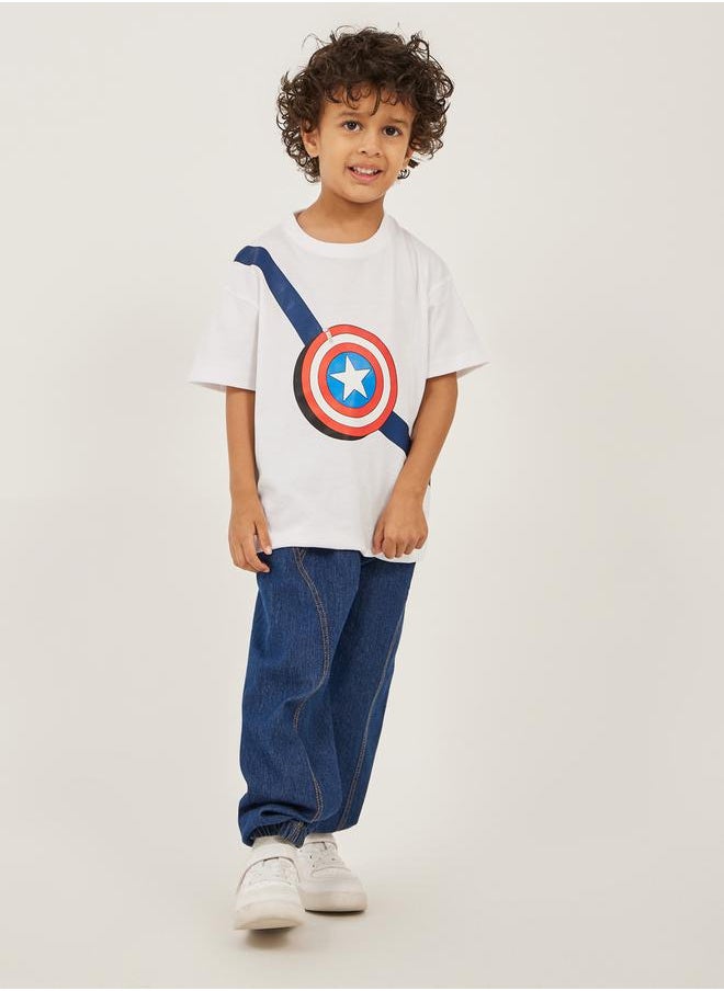 Styli Captain America Graphic Print Dropped Shoulder Oversized T-Shirt  - Image 2