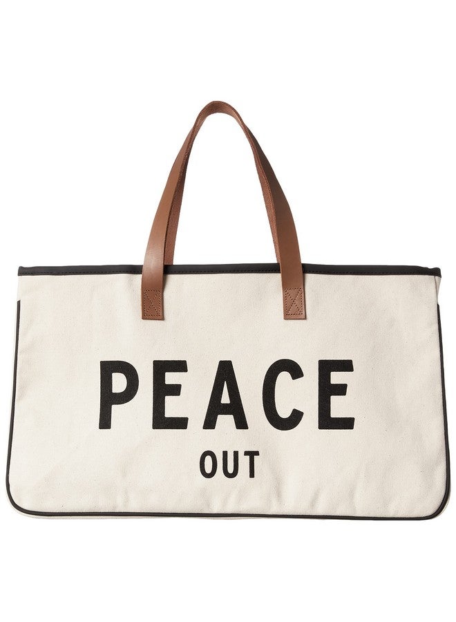 Santa Barbara Design Studio Santa Barbara Design Studio Tote Bag For Women Hold Everything 100% Cotton Canvas Shoulder Bag, Large, Peace Out  - Image 1