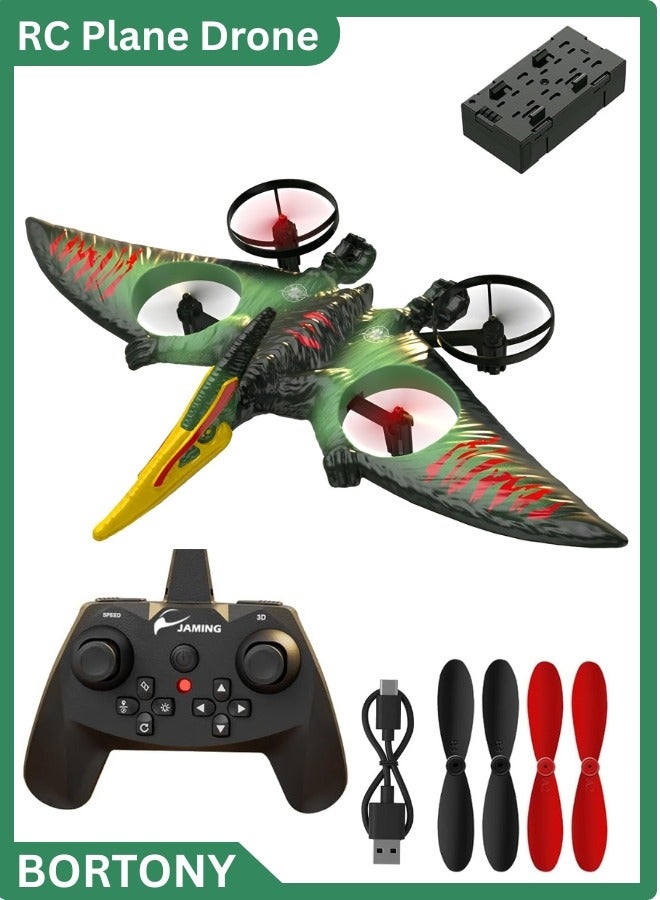 BORTONY RC Jet Fighter Drone LED Lights USB Charging and Remote Control 2.4GHz Quadcopter Hovering Airplane Toy for Kids & Adults Model LO713  - Image 1