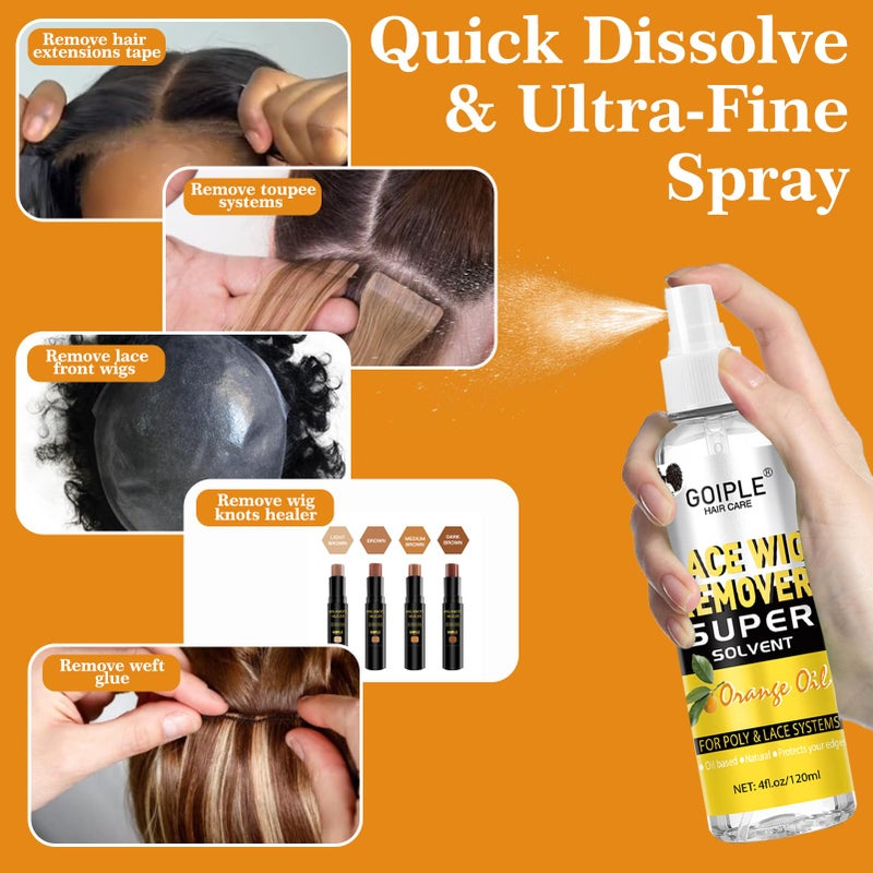 Goiple 4 FL OZ Tape in Extension Remover Hair Glue Remover, Fast Acting Hair Extensions Remover Wig Adhsive Remover, Tape in Hair Extensions Adhesive Remover, Removes Hair Glue, Wig Tape & Edge Brush - Image 4