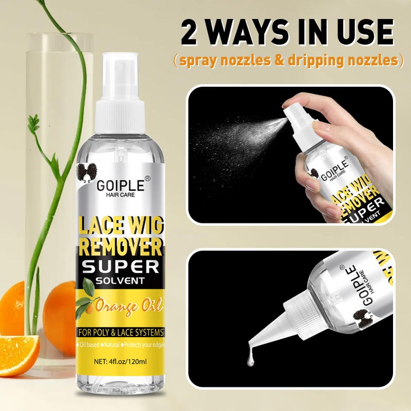 Goiple 4 FL OZ Tape in Extension Remover Hair Glue Remover, Fast Acting Hair Extensions Remover Wig Adhsive Remover, Tape in Hair Extensions Adhesive Remover, Removes Hair Glue, Wig Tape & Edge Brush - Image 5
