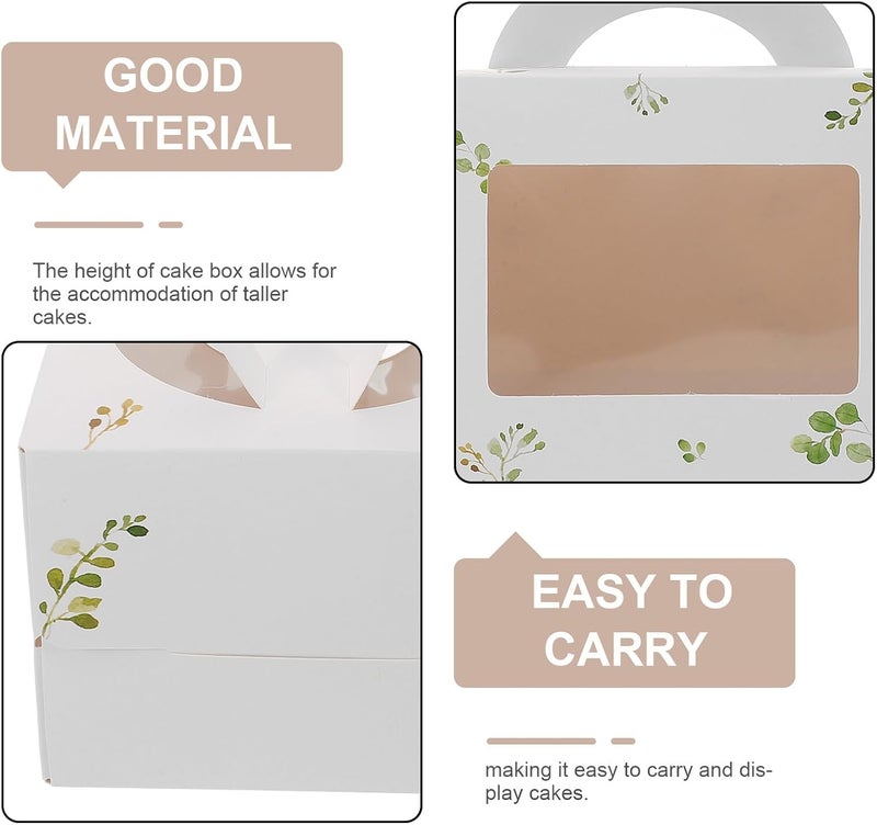 10pcs Small Handheld Cake Boxes with Window, 4 to 5 Inch Decorative Party Treat Boxes for Birthday Desserts, Portable Paper Packaging for Snacks and Chocolates - Image 3