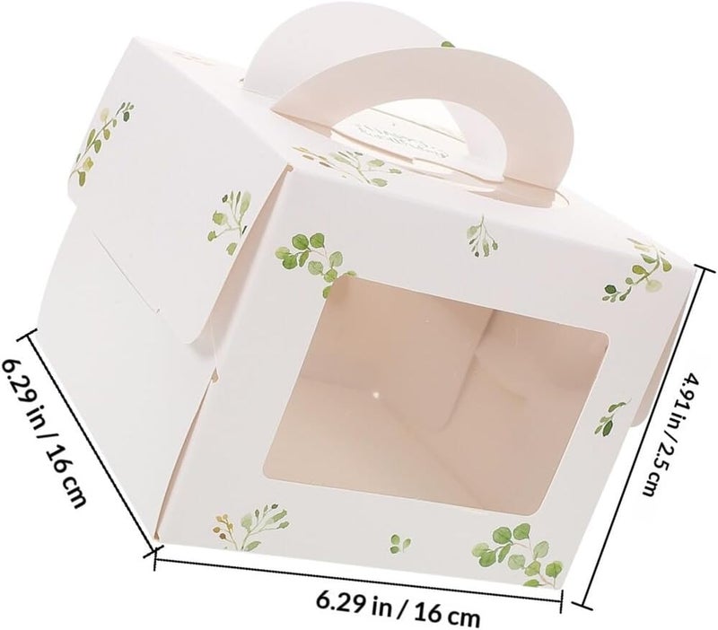 10pcs Small Handheld Cake Boxes with Window, 4 to 5 Inch Decorative Party Treat Boxes for Birthday Desserts, Portable Paper Packaging for Snacks and Chocolates - Image 2
