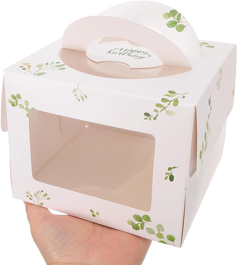 10pcs Small Handheld Cake Boxes with Window, 4 to 5 Inch Decorative Party Treat Boxes for Birthday Desserts, Portable Paper Packaging for Snacks and Chocolates - Image 4