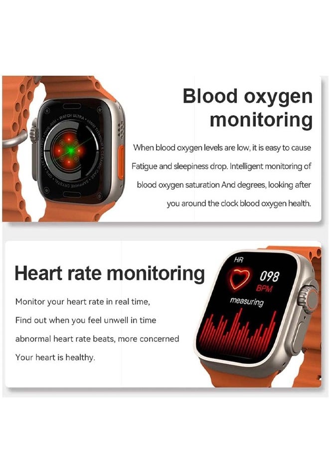 H&M - HM Ultra 2 Smartwatch Big Display NFC Control Men Women Sport Watch Music Control Measures Heart Rate Blood Pressure Smart Watch Full Touch Screen Tempered Glass Black - Image 1