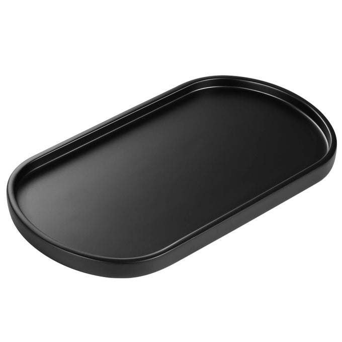 BATHROOM VANITY TRAY FOR COUNTERTOP OVAL KITCHEN SOAP DISPENSER AND TOILER TANK TRAYS 114 RESIN VANITY ORGANIZER FOR LOTION BOTTLES PERFUME JEWELRY DRESSER MEDIUM MATTE BLACK