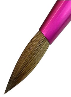 Pana Usa Acrylic Nail Brush Pure Kolinsky Hair Acrylic White Swirl Blue Handle With Pink Ferrule Round Shaped - Size 8  - Image 4