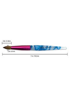 Pana Usa Acrylic Nail Brush Pure Kolinsky Hair Acrylic White Swirl Blue Handle With Pink Ferrule Round Shaped - Size 8  - Image 2