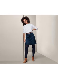 Women Washed Denim Midi Skirt, Navy
