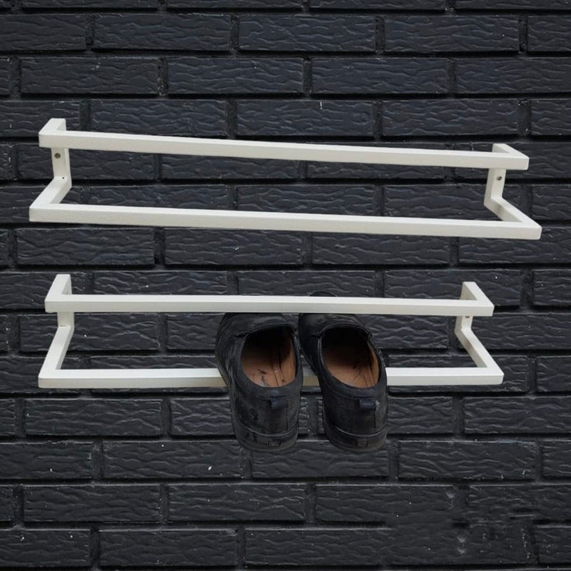 Glitz® Set Of 2 Modern Shoe Rack Metal Shoe Organiser Multipurpose Stand Hall Entry Way Shoe Rack, Compact & Space Saving (Ivory) - Image 5