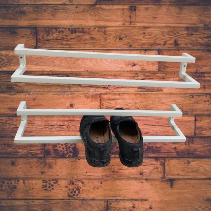 Glitz® Set Of 2 Modern Shoe Rack Metal Shoe Organiser Multipurpose Stand Hall Entry Way Shoe Rack, Compact & Space Saving (Ivory) - Image 4