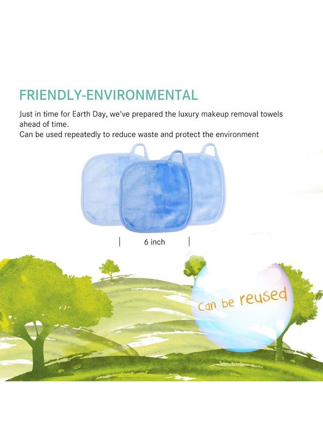 KODAMO | Reusable Makeup Remover Cloth 6 X 6 In 12 Pack Microfiber Washable Facial Cleansing Towel For All Skin Types With Laundry Bag Natural Ecofriendly Makeup Remover Towel (Blue)  - Image 4