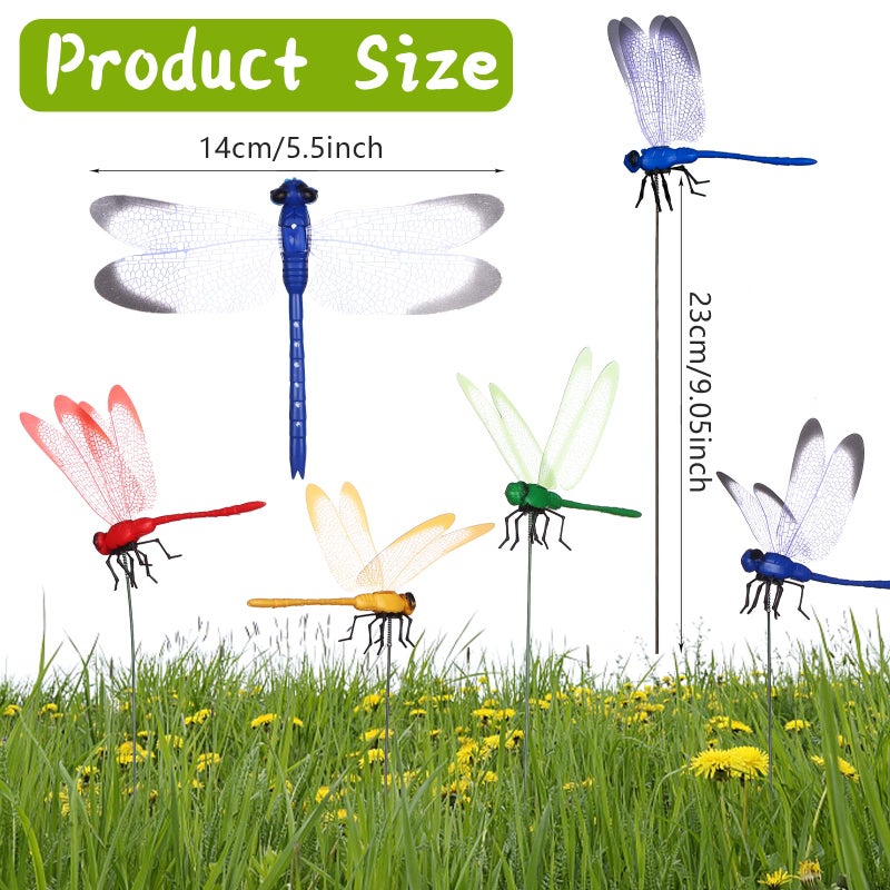 Easywiny 12 PCS Large Size 3D Dragonfly Garden Stakes Dragonfly Ornaments with Sticks Versatile Yard Patio Decor for Garden Landscaping Flower Bed Embellishments Outdoor Aesthetic Upgrade, 4 Colors - Image 2