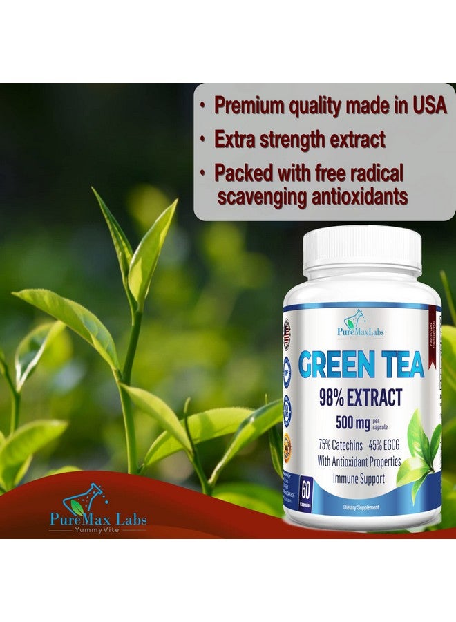 YUMMYVITE Green Tea Extract 98% - 3X Strength, 75% Polyphenol Catechins, 45% EGCG, Super Antioxidant - 60 Capsules - Image 3