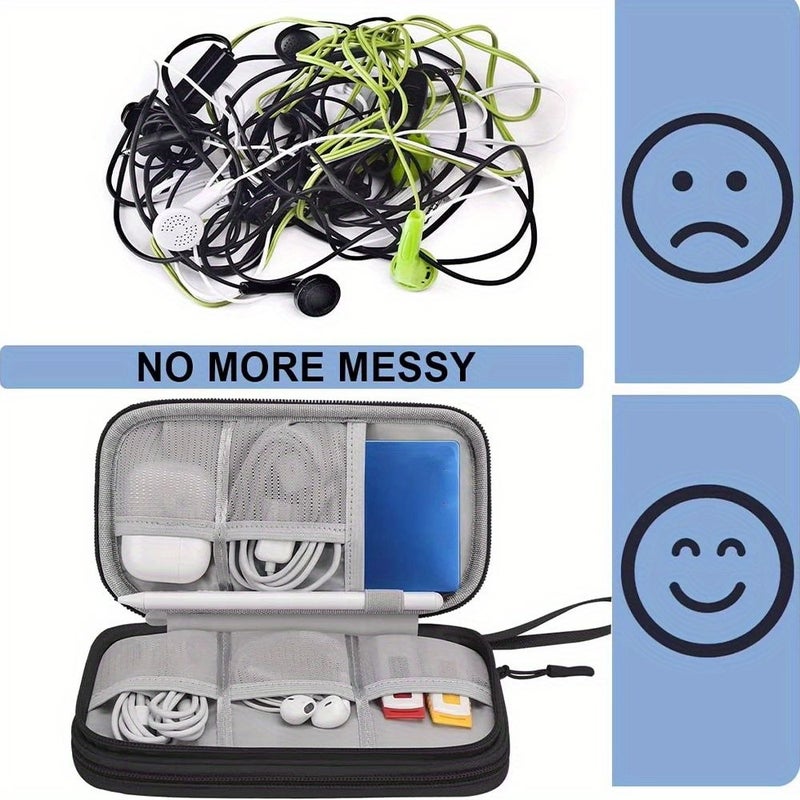 1 Pc Tech Accessory Bag Compatible Cable Charger USB Device Organizer Case Compact Durable Fabric Wrap Storage Portable Electronics Organizer For Smartphones Tablets Power Banks Style R - Image 2