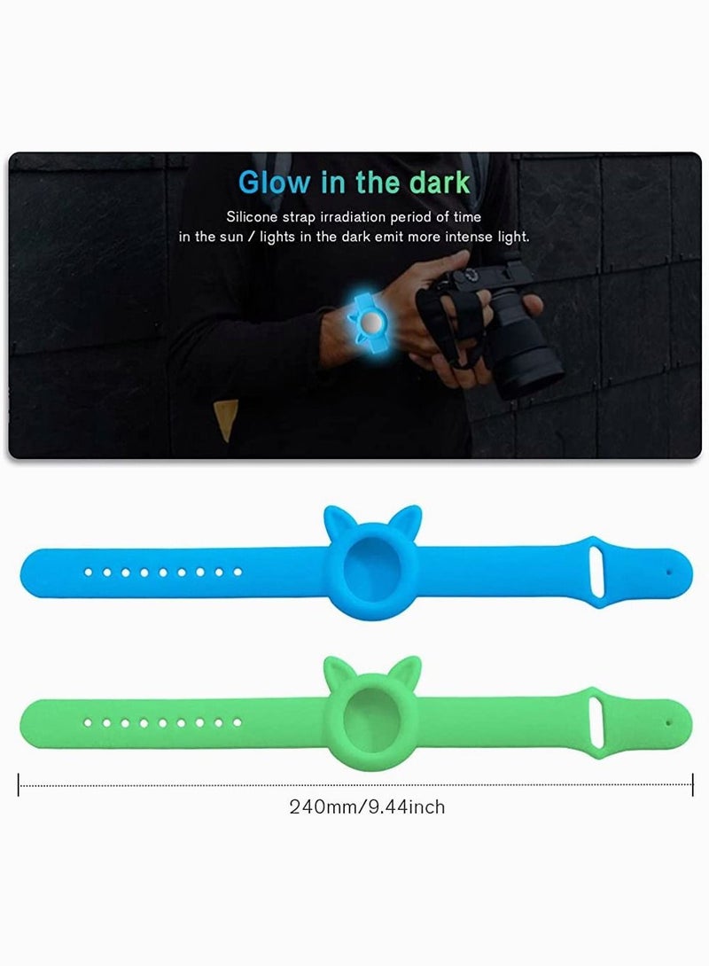 Y&D Wristbands for Apple Airtag, SYOSI Soft Silicone Watch Band, Anti-lost, Waterproof and Sweatproof Portable Wrist Strap Elderly Children, 2Pcs (Fluorescent Blue+Fluorescent Green) - Image 4