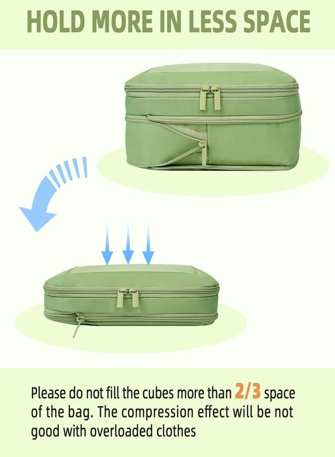 BAGAIL 4 Set/6 Set/8 Set Compression Packing Cubes Travel Accessories Expandable Packing Organizers(MatchaGreen SquareMesh 6 Set) - Image 5
