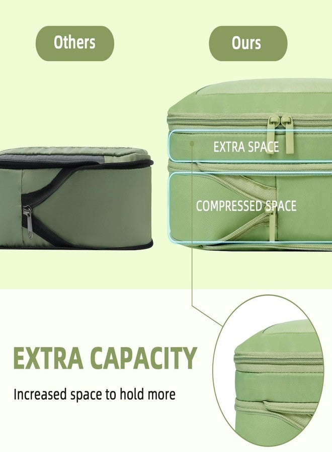 BAGAIL 4 Set/6 Set/8 Set Compression Packing Cubes Travel Accessories Expandable Packing Organizers(MatchaGreen SquareMesh 6 Set) - Image 3