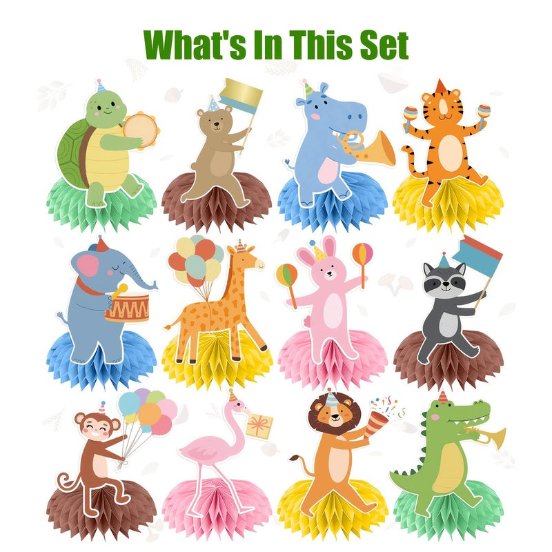 Party Table Centerpieces 12pcs Animal Parade Honeycomb Ball Birthday Decorations Wild Animal Zoo Themed Party Supplies Shower Home Decor - Image 1