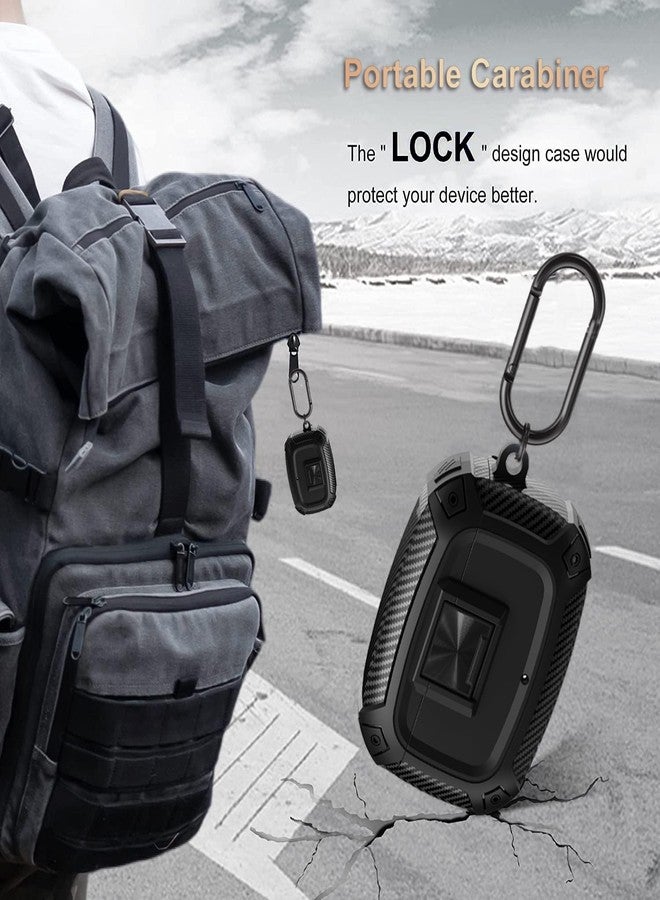 Olytop for Beats Studio Buds/Bud + Case Cover with Lock Clip 2021/2023, Rugged Shockproof Protective Hard Skin with Carabiner&Cleaner Pen Men Women for Beat Studio Buds/Bud Plus Earbuds - Black - Image 4