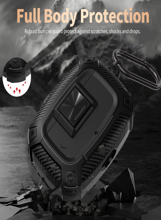 Olytop for Beats Studio Buds/Bud + Case Cover with Lock Clip 2021/2023, Rugged Shockproof Protective Hard Skin with Carabiner&Cleaner Pen Men Women for Beat Studio Buds/Bud Plus Earbuds - Black - Image 3