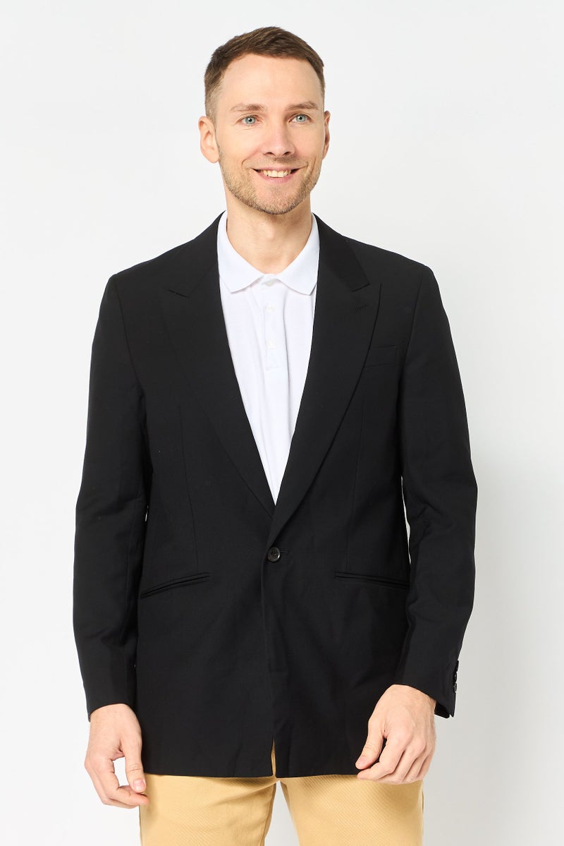 Selected Homme Men Fashion Fit Solid  Semi Formal Blazer, Black - Image 1