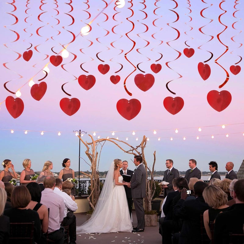 Konsait مجموعة زينة عيد الحب من كونسايت - قلوب حمراء متدلية 30 قطعة زينة رومانسية متدلية لعيد الحب لتزيين المنزل والمكتب والسقف وحفلات الزفاف وحفلات توديع العزوبية والهدايا لها - Image 5