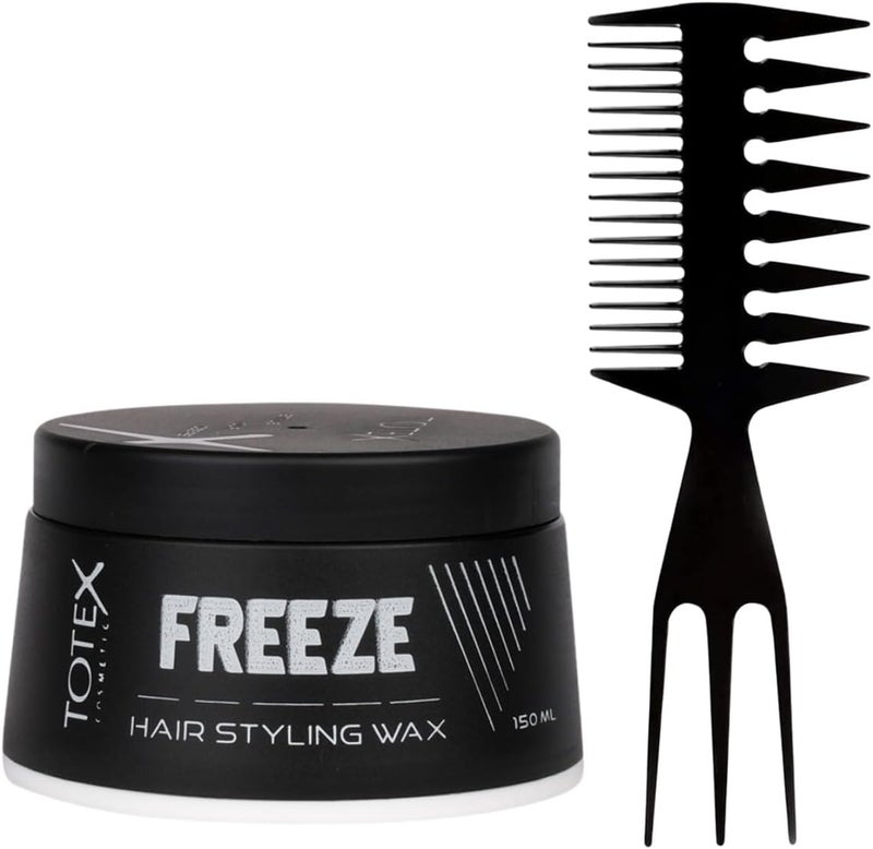 Totex Hair Styling Wax 150ml with Wide Tooth Comb No2 Strong Hold Long Lasting Hair Styling Wax Matte Finish Hair Wax for Men Women Professional Barber Hair Wax Styling Comb Set