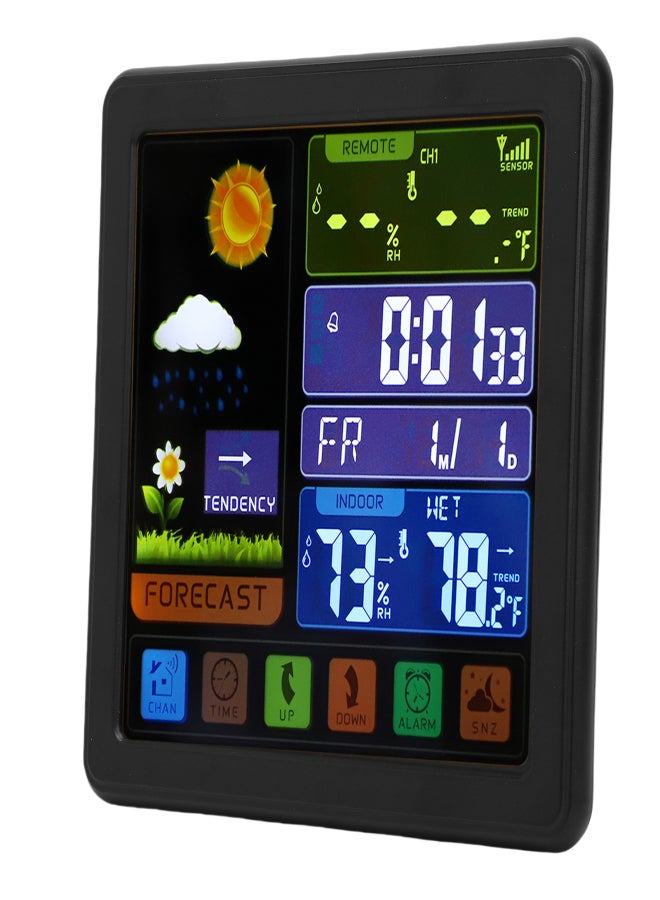 Cordless Weather Station, Color Touchscreen Weather Clock, Indoor Outdoor Thermometer Hygrometer with Remote Sensor, Temperature Humidity Meter, °C/°F Switchable, Alarm Clock, Forecast, Trend Arrows TS-3310-BK Black - Image 3