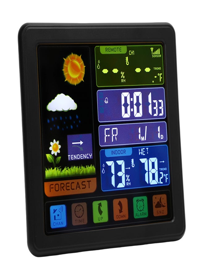 Cordless Weather Station, Color Touchscreen Weather Clock, Indoor Outdoor Thermometer Hygrometer with Remote Sensor, Temperature Humidity Meter, °C/°F Switchable, Alarm Clock, Forecast, Trend Arrows TS-3310-BK Black - Image 4