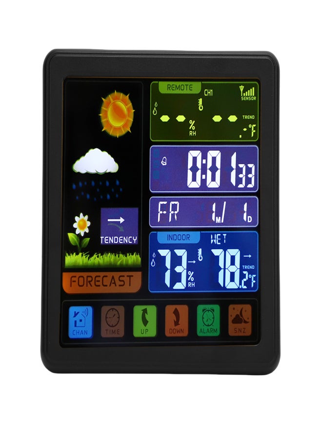 Cordless Weather Station, Color Touchscreen Weather Clock, Indoor Outdoor Thermometer Hygrometer with Remote Sensor, Temperature Humidity Meter, °C/°F Switchable, Alarm Clock, Forecast, Trend Arrows TS-3310-BK Black - Image 2