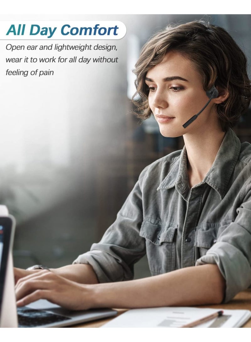 SOLARAE Wireless Bone Conduction Headphones, Open-Ear Bluetooth Earphones with Mic, Bluetooth Headset with Noise-Canceling Boom Microphone, for Drivers Online Meeting Office Home Business Sports(Black) - Image 5