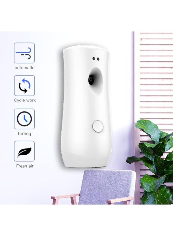 موزع معطر هواء أوتوماتيكي 300 مل، جهاز بخاخ معطر أوتوماتيكي جداري قابل للتعديل للمنزل والمكتب والحمام، ناشر عطور داخلي باللون الأبيض - Image 4