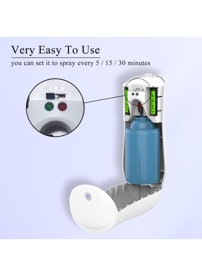 موزع معطر هواء أوتوماتيكي 300 مل، جهاز بخاخ معطر أوتوماتيكي جداري قابل للتعديل للمنزل والمكتب والحمام، ناشر عطور داخلي باللون الأبيض - Image 5