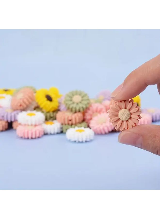 18pcs Multicolor Silicone Daisy Flower Beads 1.18inch for DIY Jewelry - Image 5