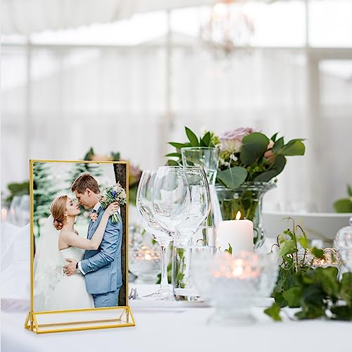 rogeramz 5x7 Table Number Holders Gold Picture Frames Clear Acrylic Sign Holder Double Sided Table Menu Stands for Wedding Numbers Frames, Photos and Art Display - Image 5
