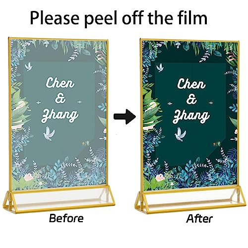 rogeramz 5x7 Table Number Holders Gold Picture Frames Clear Acrylic Sign Holder Double Sided Table Menu Stands for Wedding Numbers Frames, Photos and Art Display - Image 3