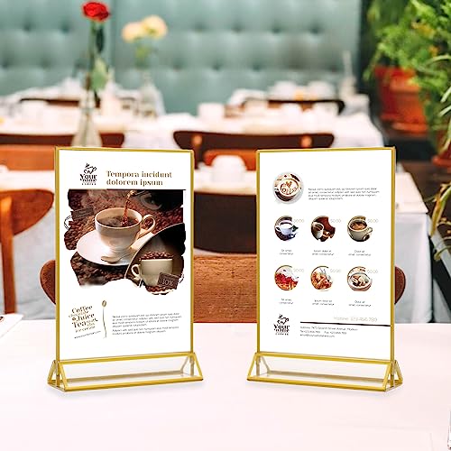 rogeramz 5x7 Table Number Holders Gold Picture Frames Clear Acrylic Sign Holder Double Sided Table Menu Stands for Wedding Numbers Frames, Photos and Art Display - Image 4