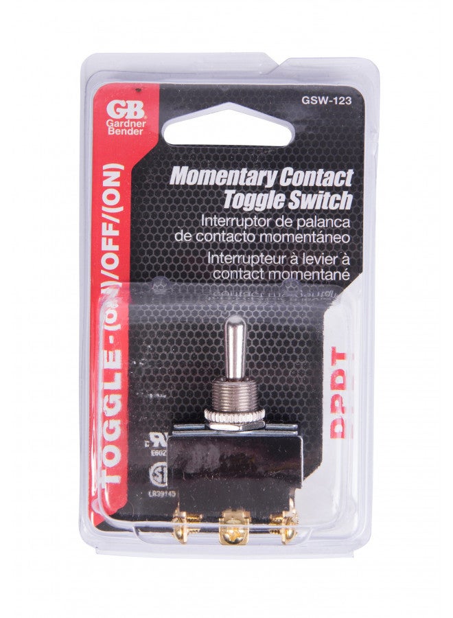 Gardner Bender GSW-123 Electrical Toggle Switch, DPDT, Mom ON-OFF-Mom-ON, 20 A/125V AC, Screw Terminal, Gray - Image 2