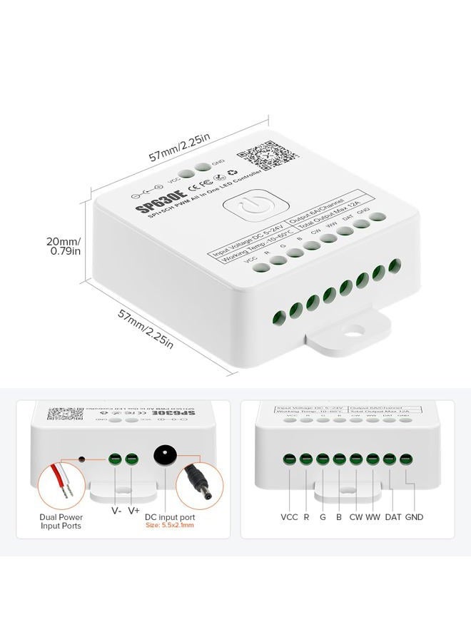 BTF-LIGHTING وحدات تحكم بلوتوث SP630E 4 مناطق 2.4GHz RF مجموعة التحكم عن بُعد RB3 تدعم FCOB COB SMD PWM أو SPI RGB RGBW شريط LED WS2811 WS2812B WS2814 WS2815 SK6812 IC إلخ DC5V DC12V DC24V - Image 5