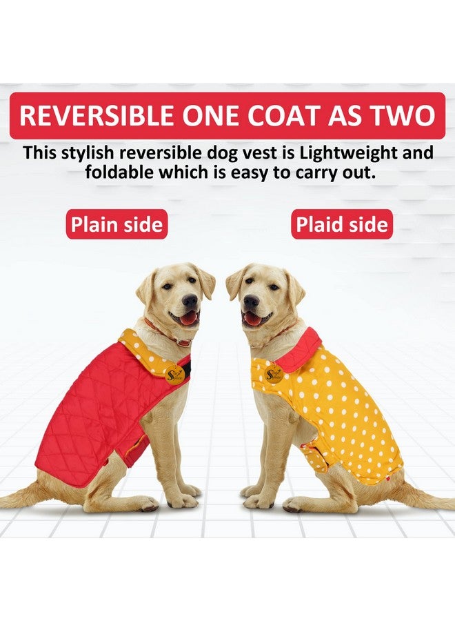 Sage Square 2 In 1 Premium Reversible Double Side Dog Coat, Ultra Warm Windproof Winter, Thicker Fleece Jacket For Cold Weather (Yellow And Red) (Medium) (18 Inches) - Image 2