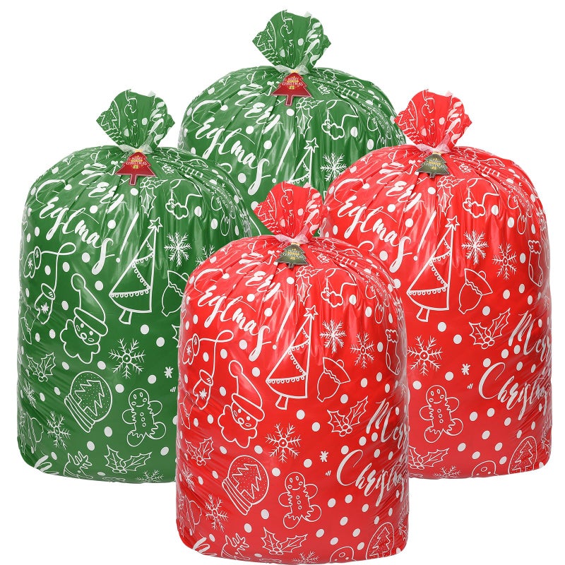 VIMUSFUN Large Christmas Gift Bags, 2PCS 44"X 36" Jumbo Extra Large Gift Bag, XL Christmas Bags for Wrapping Oversized Giant Huge Gifts, Xmas Santa Big Holiday Gift Bags, Large Plastic Gift Bags for Presents - Image 1