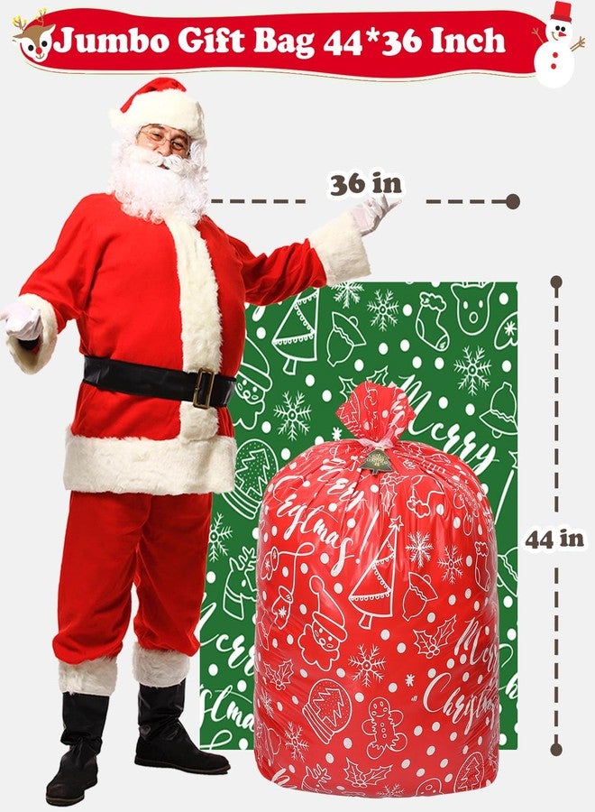 VIMUSFUN Large Christmas Gift Bags, 2PCS 44"X 36" Jumbo Extra Large Gift Bag, XL Christmas Bags for Wrapping Oversized Giant Huge Gifts, Xmas Santa Big Holiday Gift Bags, Large Plastic Gift Bags for Presents - Image 2