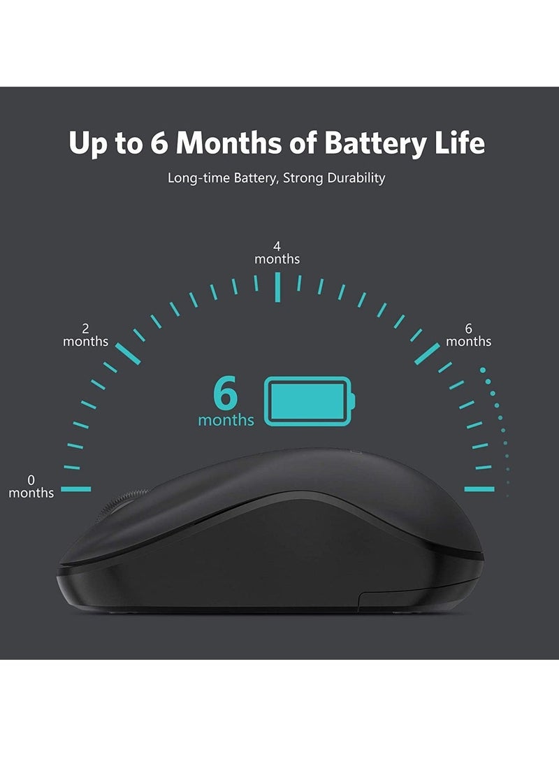 Phone Planet Wireless Mouse, 2.4G Wireless Computer Mouse with Nano Receiver for PC, Laptop, Computer, Desktop with Windows XP/7/8/10/Vista, Black - Image 2