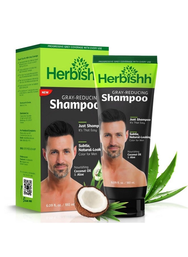 Herbishh Gray Reducing Shampoo for Men, Hair Darkening & Volume Boost with Every Wash, Cleanses & Revitalizes, Easy At-Home Use, Safe for Light Brown to Black Shades, All Hair Types 6.09 fl.oz - Image 1