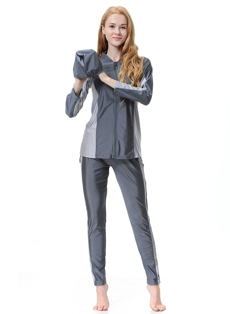 Generic Long Sleeve Swimsuit sportswear Grey Swimwear - Image 2