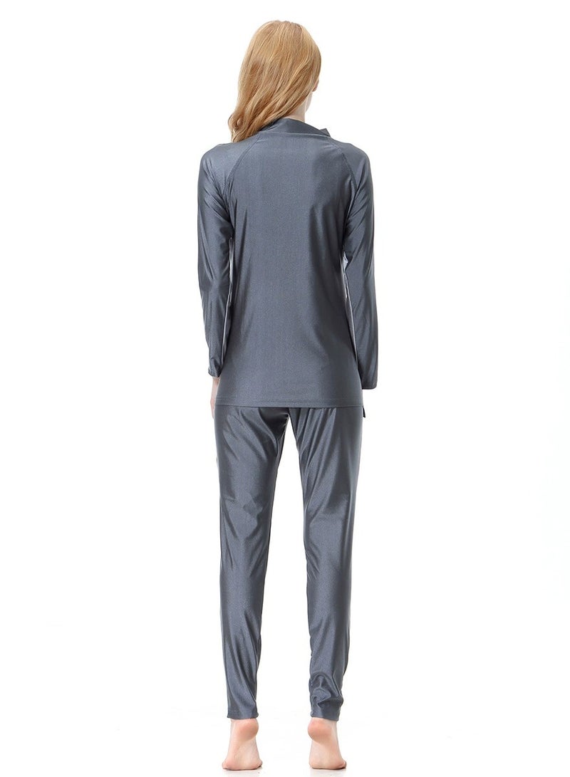 Generic Long Sleeve Swimsuit sportswear Grey Swimwear - Image 4