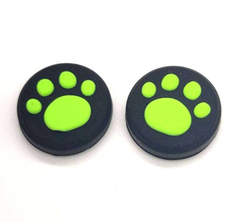 Ambertown 2 x Silicone Analog Controller Thumb Stick Joystick Grips Cap for Switch NS/Switch Lite Controller ThumbStick Cute Cat Paw Claw (Green) - Image 1