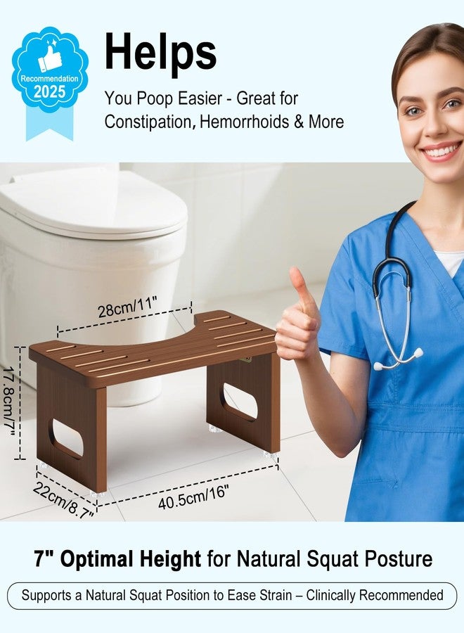 YOSE Foldable Toilet Stool, 7.5 Inches Bamboo Toilet Stool Squat for Adults, Collapsible Poop Stool for Bathroom, Potty Step Stool with Non-Slip Strip - Image 3